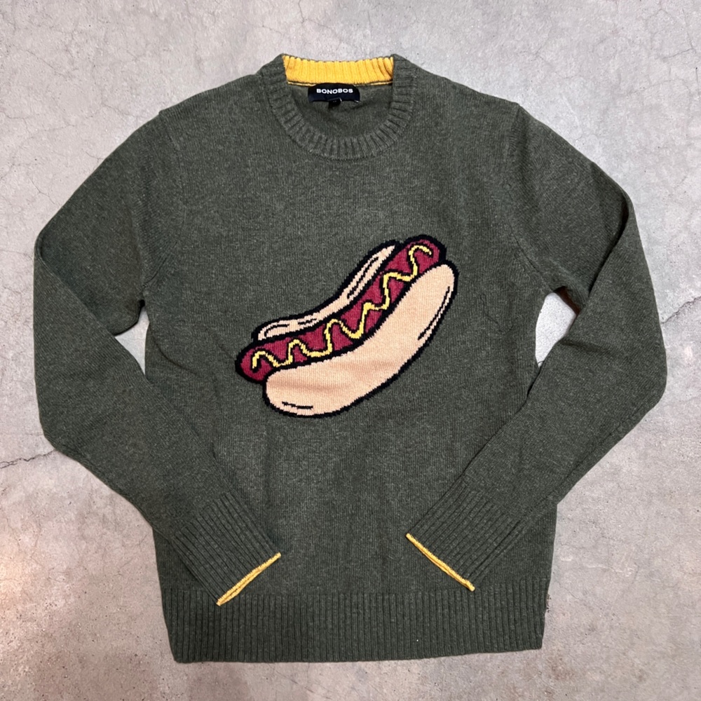 Bonobos “Let Me Be Frank” Hot Dog Merino Sweater XS